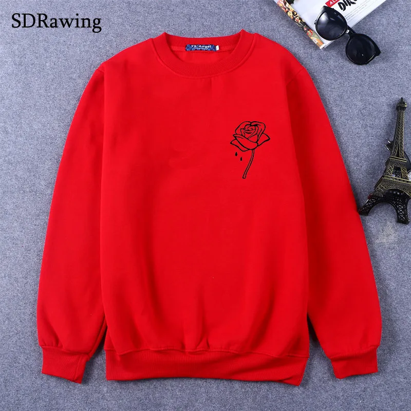 rose flower pocket Print Women Sweatshirts Cotton Casual Funny Sweatshirts For Lady Top Hipster Tumblr Drop Ship rose flower pocket Print Women Sweatshirts Cotton Casual Funny Sweatshirts For Lady Top Hipster Tumblr Drop Ship