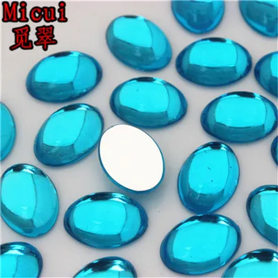 Micui, 50 шт., 13*18 мм, разноцветные овальные акриловые стразы с плоским основанием, хрустальные камни для украшений, рукоделия, украшения для одежды, MC725 - Цвет: Sky blue