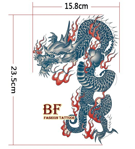 3 шт. большой cyan dragon дизайн тотемов временная тату наклейка водонепроницаемая