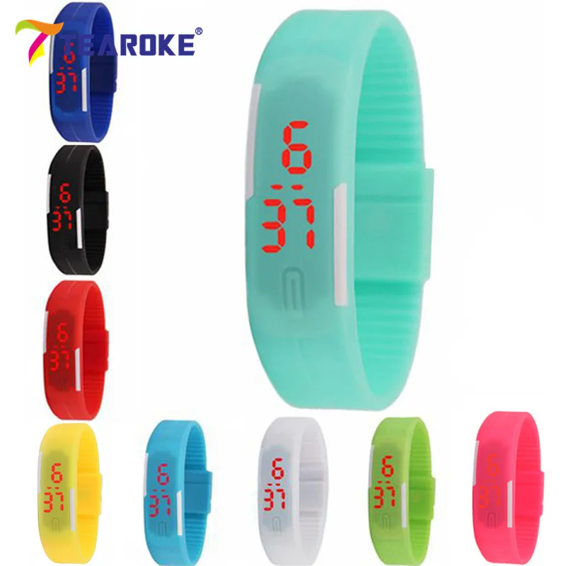 TEAROKE Kids Women Men LED Bracelet Silicone Date Digital Outdoor Sport Clock font b Watch b