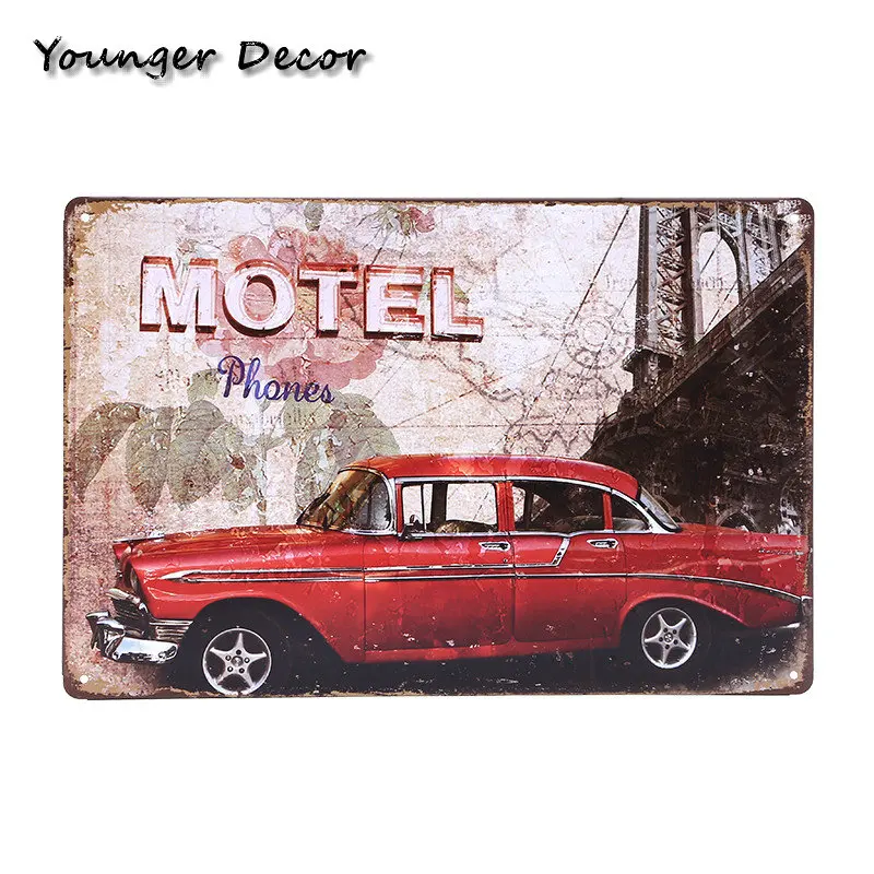 Классический Route 66 Motel Ретро табличка металлический жестяной фотоэлемент