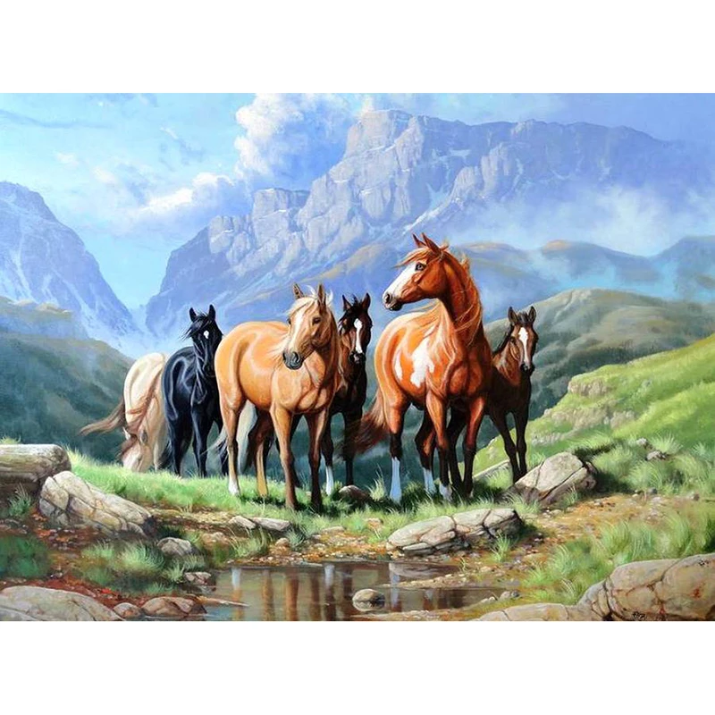 

Full Drill Square Diamond 5D DIY Diamond Painting"horse on the grass"Diamond Embroidery Cross Stitch Rhinestone Mosaic Painting