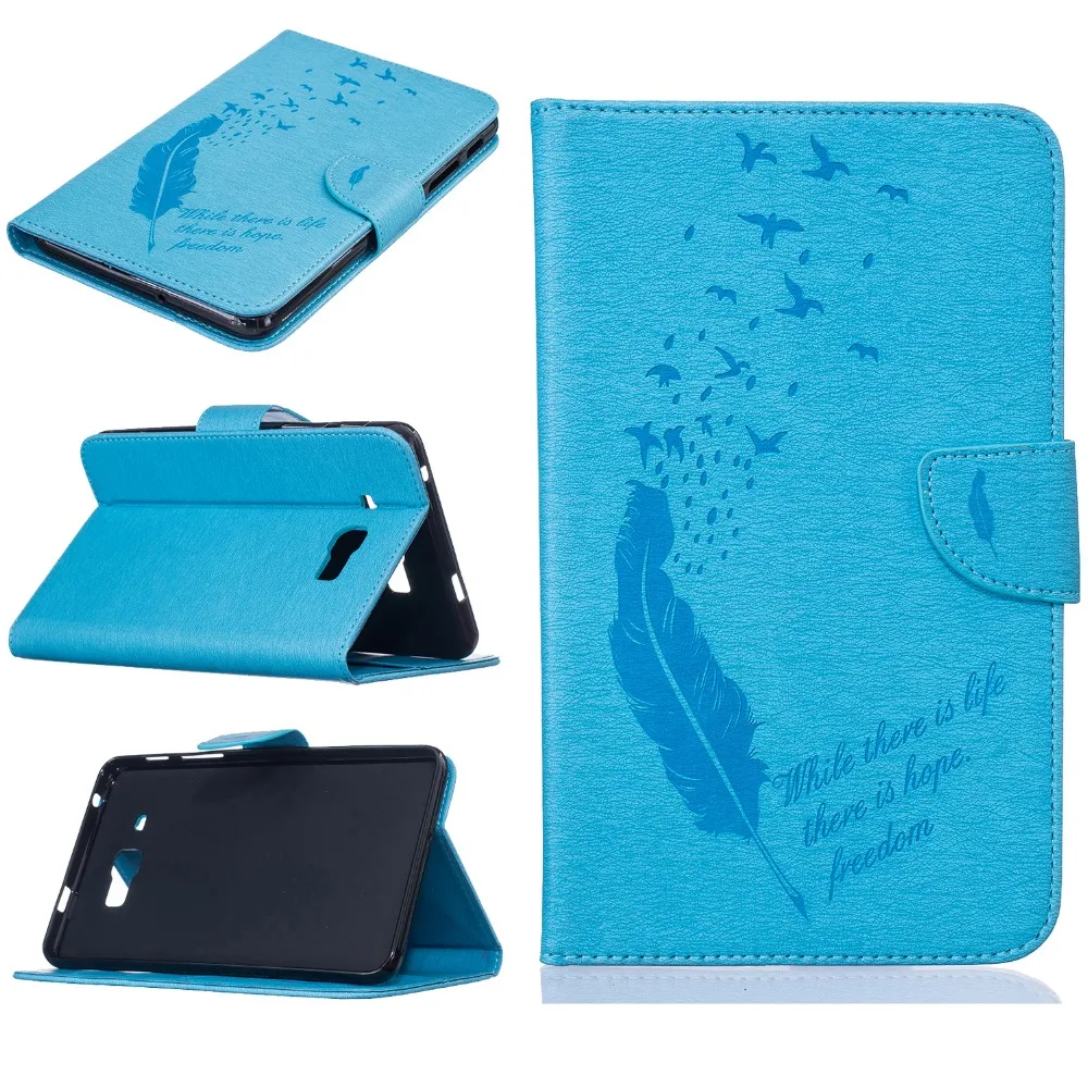 

Feather Embossing Bird Print Card Slot Stand Leather Case Buckle Cover For Samsung Galaxy Tab J Max 7.0 T285 T285YD T280 Tablet