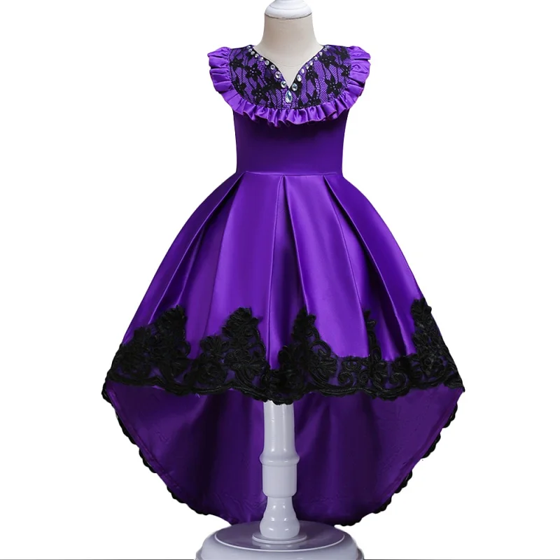 BAOHULU/смокинг хвост модные платья для девочек с вышитыми цветами сиренево-синего цвета для девочек вечерние платье принцессы костюмы для малышей Платье для девочек - Цвет: L079 Purple
