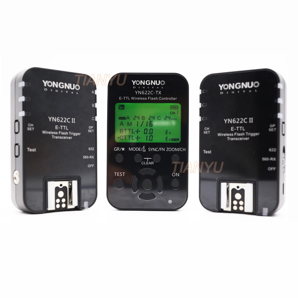 

Yongnuo YN-622C II Trigger YN622C-TX LCD Controller ETTL Wireless Flash Trigger Transceivers for Canon Yongnuo Flash