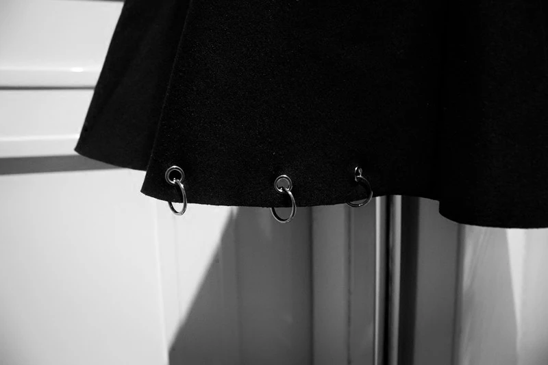 Темная Харадзюку летняя юбка для женщин жесткая сестра Высокая талия А-силуэт черные мини юбки вышитое сердце крест с кольцом