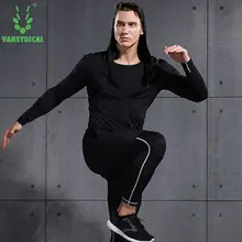 Vansydical рубашки с длинными рукавами для бега мужские спортивные толстовки для фитнеса эластичные быстросохнущие топы для бега трусцой для баскетбола