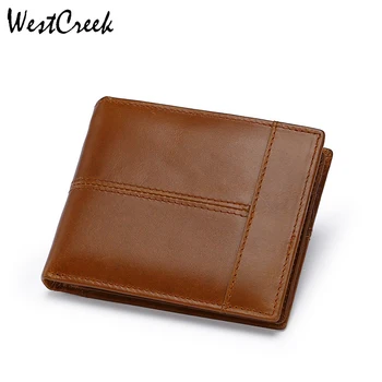 

WESTCREEK Brand RFID Blocking Cowhide Leather Casual Men Wallets Genuine Leather Retro Male Purse Card Holders Wallets for Men