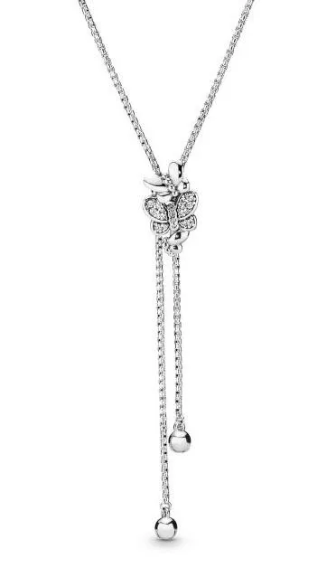 

Original 925 Sterling Silver Necklace Pandora Dazzling & Dancing Butterflies Necklace For Women Wedding Gift Diy Jewelry