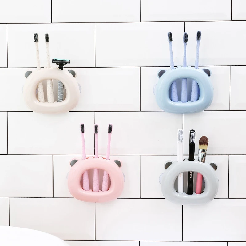 

Hoomall Toothbrush Holder Storage Rack Stand Hooks Wall Mounted Shelf Cup Organizer Kitchen Bathroom Accessories Cute Cartoon