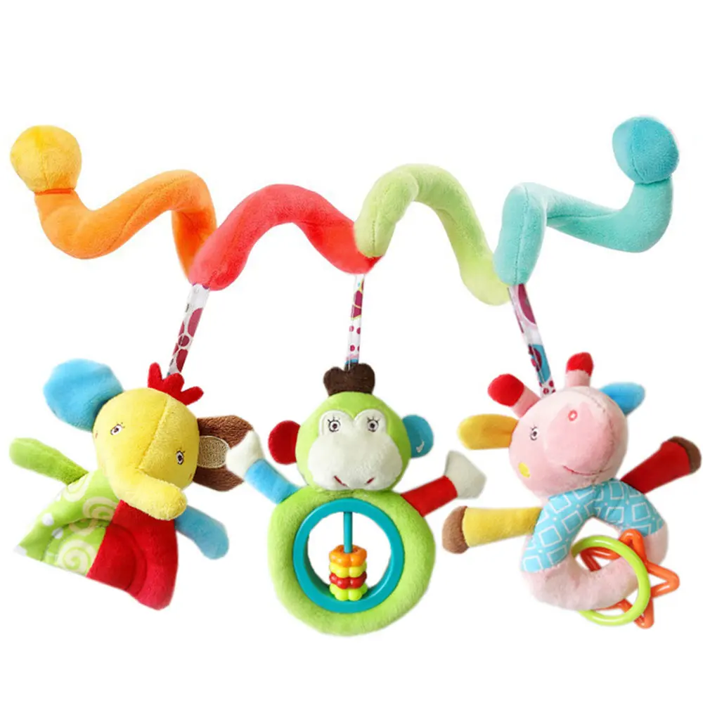 Милая мультяшная детская игрушка в виде животного для новорожденных, обучающая звуковая красочная плюшевая погремушки-мобильные телефоны, игрушки для младенцев, детская кровать, коляска, подвесная игрушка