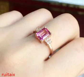 

KJJEAXCMY fine jewelry 925 Sterling silver inset pink topaz ring gold and silver color female.ASD