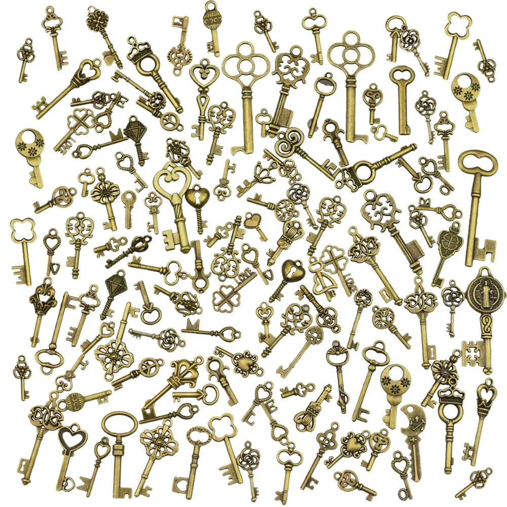 125 шт антикварные бронзовые винтажные брелоки в виде скелета DIY Ожерелье Подвеска для изготовления ювелирных изделий ручной работы для свадебной вечеринки
