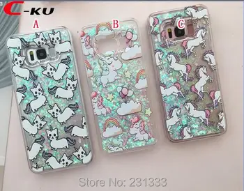 

C-ku For Iphone X 8 7 Plus 6 6S IphoneX Liquid Quicksand Glitter Unicorn Hard PC Case Cat Star Dynamic Cover Skin Fashion 100pcs