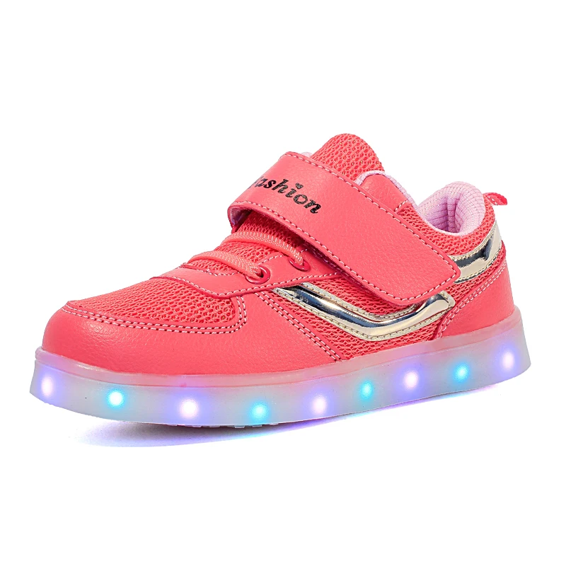 26-37 Children Boys Girls LED Light up Shoes Luminous Sneakers Kids USB Recharge