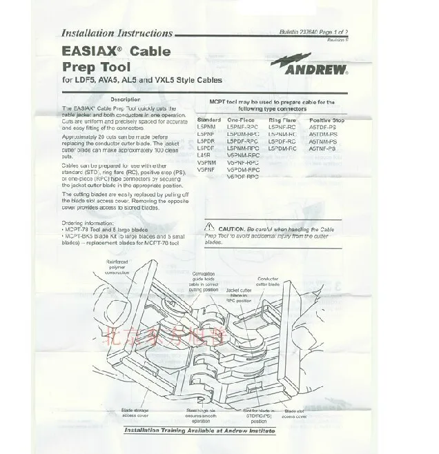 Эндрюс MCPT-78 ручные инструменты для сращивания кабеля Эндрюс 7/8 Фидер резак Фидер трубка расширитель