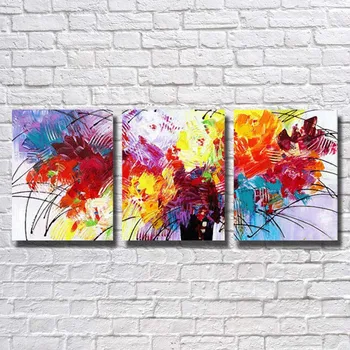 

Unique gift beautiful Abstract colorful Oil Paintings on Canvas 3pcs home Decor Wall Art pictures for living room no frame