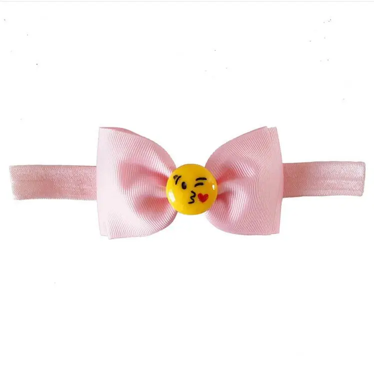 200pcs/lot Emoji hair bow Emoticon clip Smiley face bow Pink hair bows