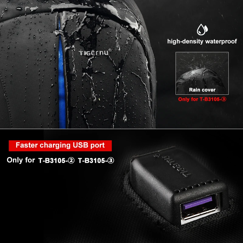 Tigernu impermeable de 15,6 pulgadas del ordenador portátil mochila NO clave de la TSA Anti robo hombres mochilas de adolescentes mochila bolso hombre mochila