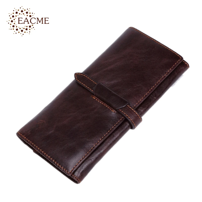 

Casual Men's Cowhide Wallets Men Genuine Leather Wallet Long Original String Purse for Male Coffee Big Capacity Wholesale