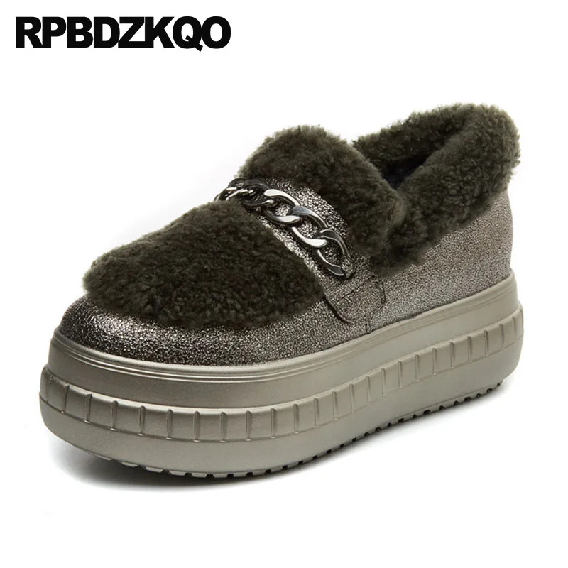 

grey latest elevator fur thick sole muffin chain chinese china women round toe creepers platform shoes factory direct winter