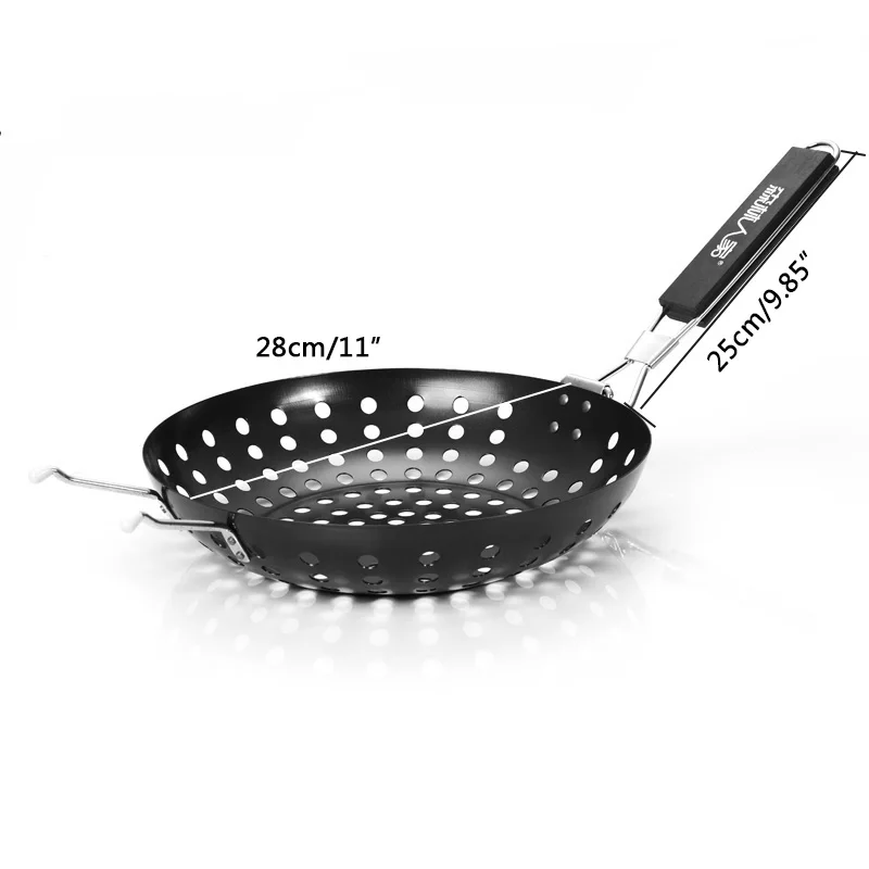BBQ Grill Pan Veggie Meat Fruit Non-Stick Barbecue Pizza Grilling Tray Party 