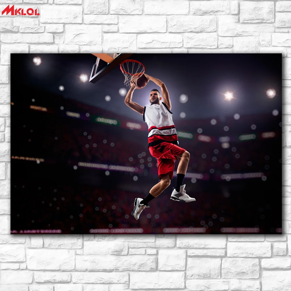 large wall art Men Basketball Jump Ball Painting Living Room Home