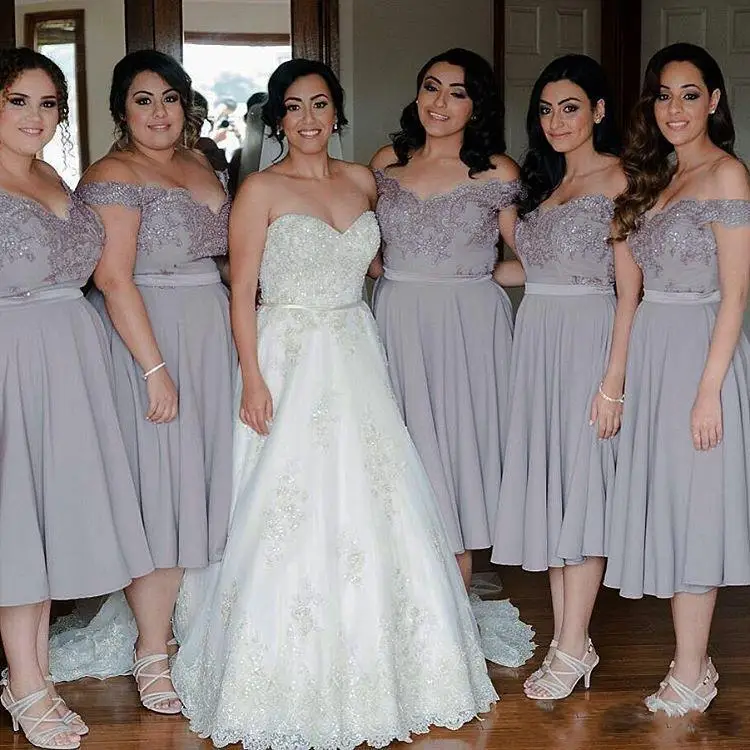 grey beaded bridesmaid dresses