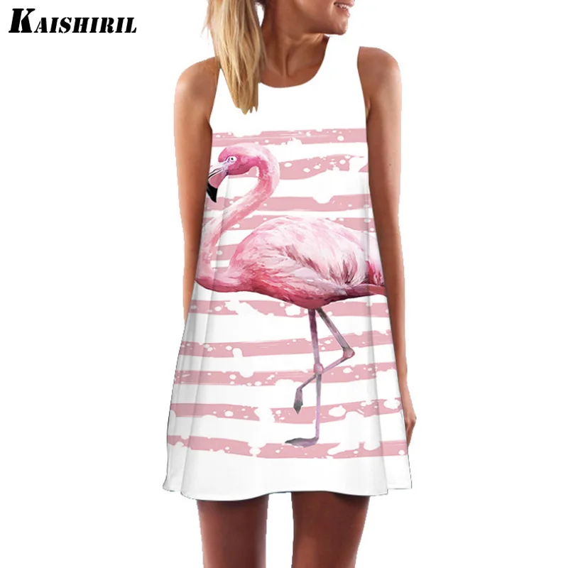 KAISHIRIL 2018 Women's Summer Dress Women & Girl 3D Printed Pink