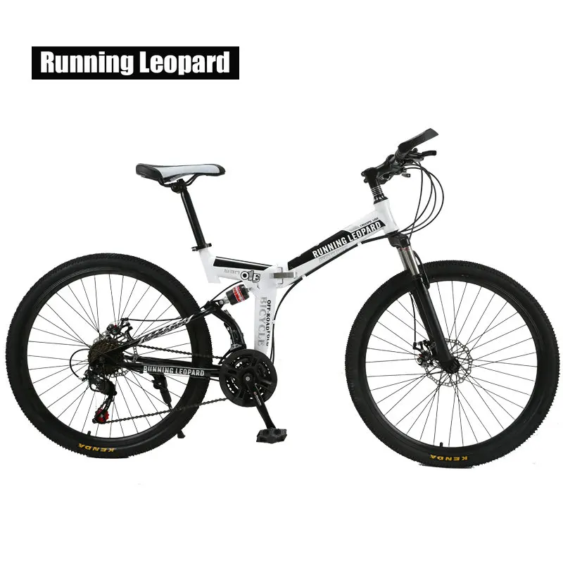 Correr leopardo plegable bicicleta de montaña 26 pulgadas acero bicicletas de 21 velocidades doble disco frenos bicicleta de carreras bicicleta BMX Bik