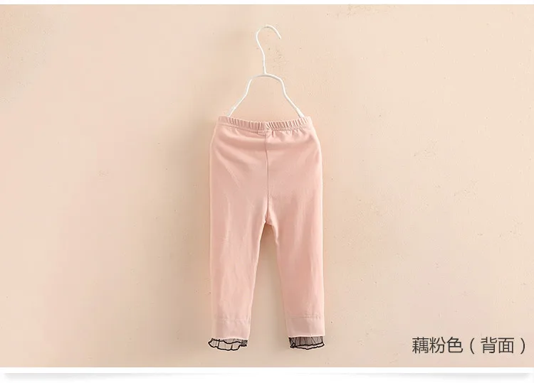 2018 Summer 2-10T Years Baby Kids Children Sport Cotton Candy Color Lace Patchwork Calf Length Capri Girls Short Leggings (2)