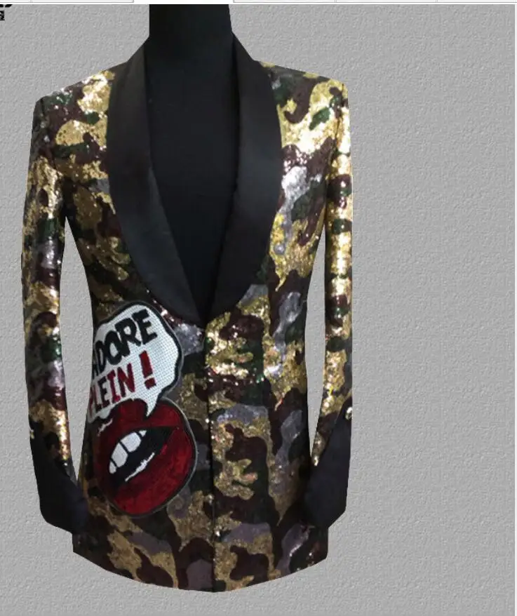 2019 Leopard-print sequin pak mannen tonen jurk jasje Nachtclub bar DJ pak mannelijke zanger persoonlijkheid blazers pak plus size