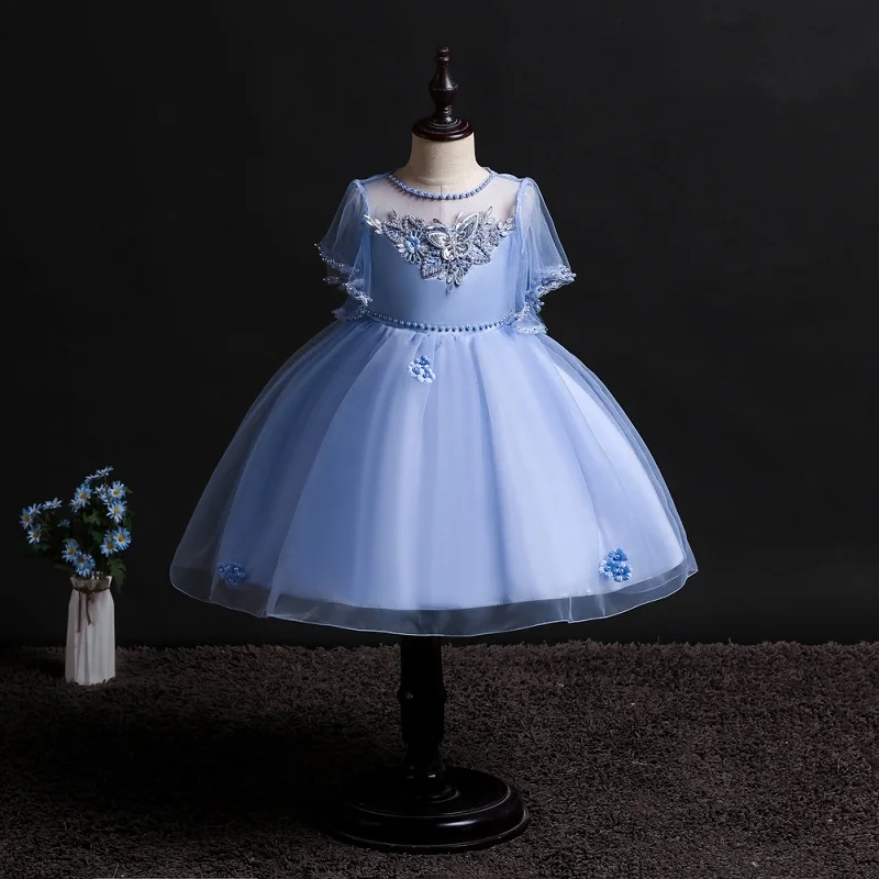 

Infant Kids Baby Girls clothes Teenager party Girls Dress Butterfly beaded Flower girl Wedding Dresses Princess Prom Costume