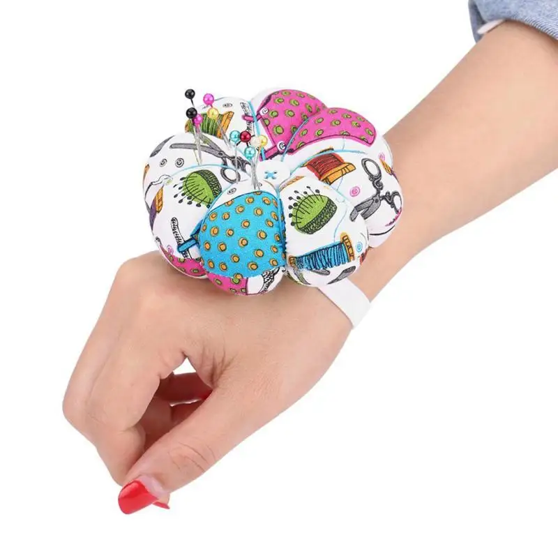 

Fabric Pumpkin Shape pin Cushion with elastic wrist band Cute Holder Sewing Needles Pin Cushion Buttons Comfortable