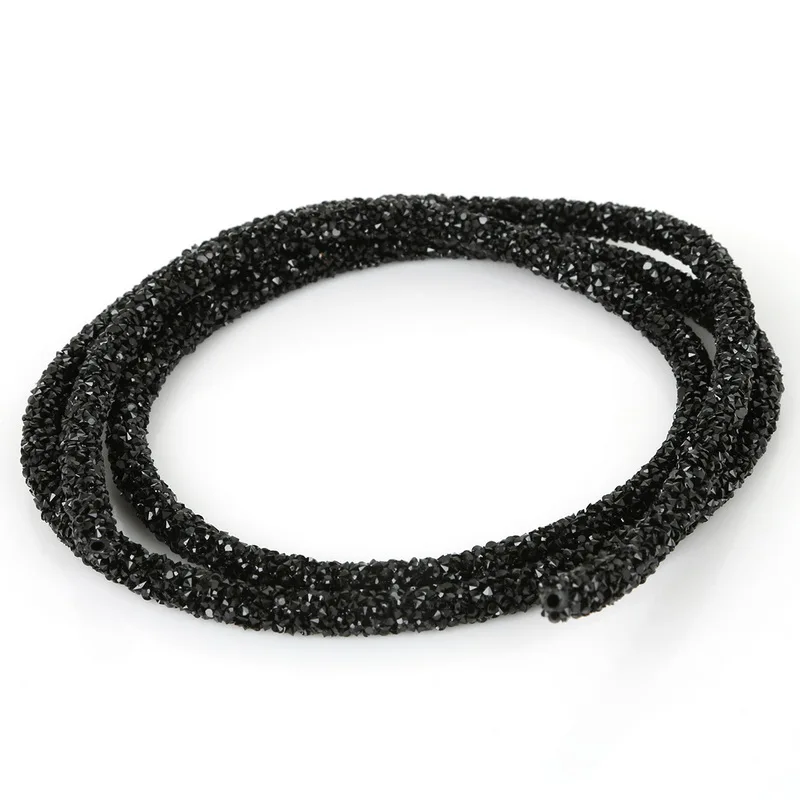 Высокое качество, диаметр 7 мм, длина 1 м, мягкая трубка, ювелирный шнур, веревка, стразы из смолы, для DIY, модное ожерелье и браслет - Цвет: Black