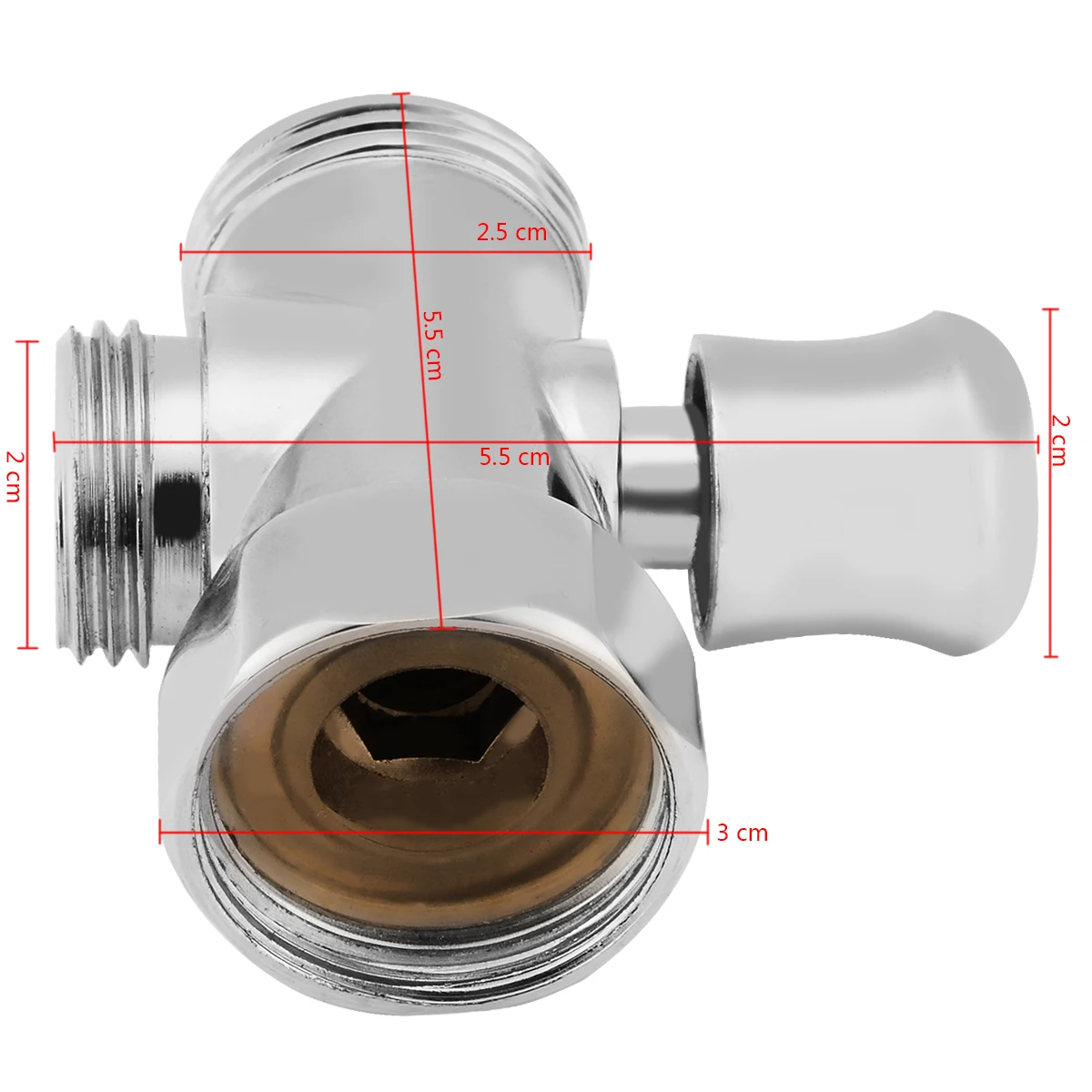 3 Way Shower Diverter Valve Bathroom Toilet Bidet 3/4" and 1/2" BSP Connections T-adapter Shower Head Sprinkler Water Shunt