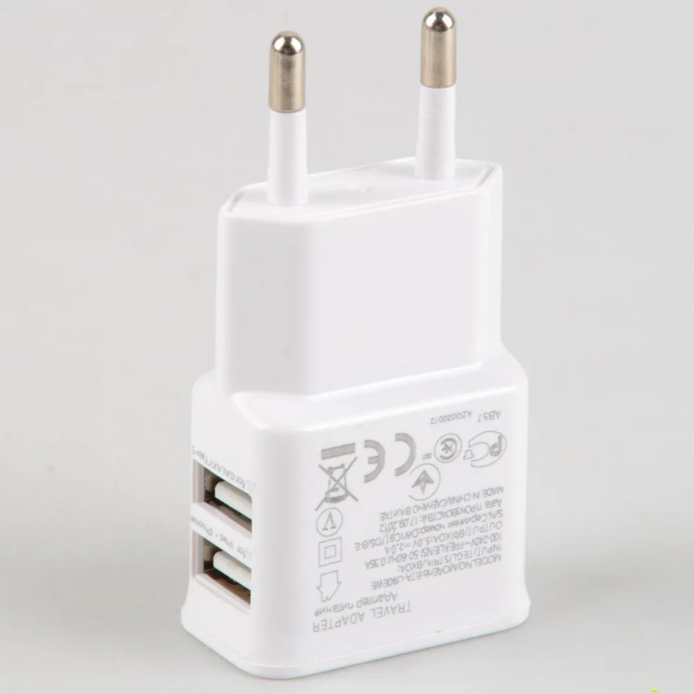 الاتحاد الأوروبي التوصيل 2 منافذ USB مهايئ شاحن 5 V 2A محول حائط الهاتف المحمول مايكرو بيانات شحن لفون ل سامسونج USB travelAdapter