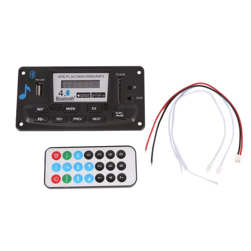 

Bluetooth MP3 Decoding Board Module LED 12V DIY USB/SD/MMC APE FLAC WAV DAE Decoder Record MP3 Player AUX FM Folders Switch ws1