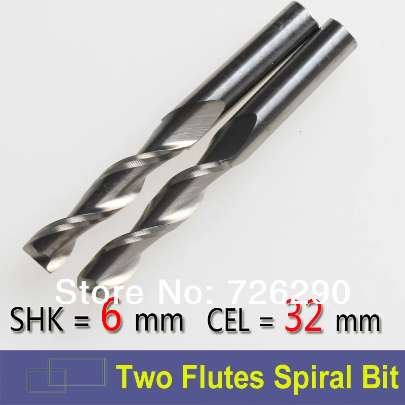 

2pcs Shank 6mm x32mm Two Flutes Carbide CNC Millinging Tool Spiral Milling Cutters Wooden Cutter CNC Tools Kit