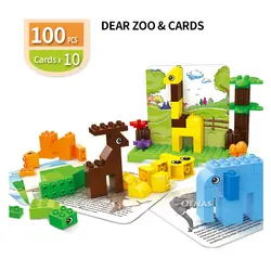 Мой Зоопарк Животные карты собраны Duplo блоки подставок DIY Строительные кирпичи развивающие игрушки Детский подарок матч с известный бренд
