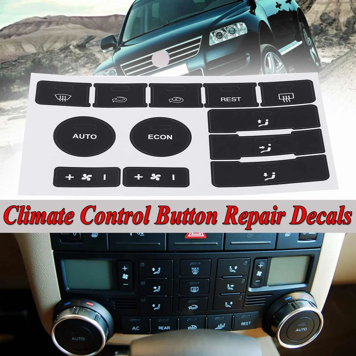 A/C Radio Window Navigation Button Repair Decal Sticker Set For VW Touareg 04-09