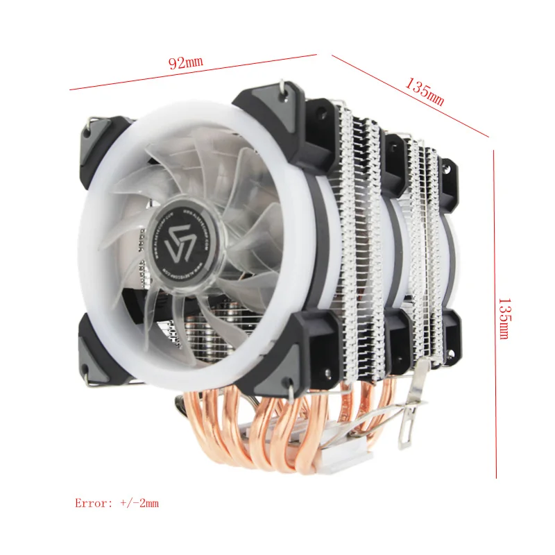 ALSEYE ST-90 وحدة المعالجة المركزية برودة 6 أنابيب الحرارة مع RGB مروحة 4pin PWM 90 مللي متر CPU Fan for الكمبيوتر LGA775/ 115x/1366 AM2/AM3/AM4