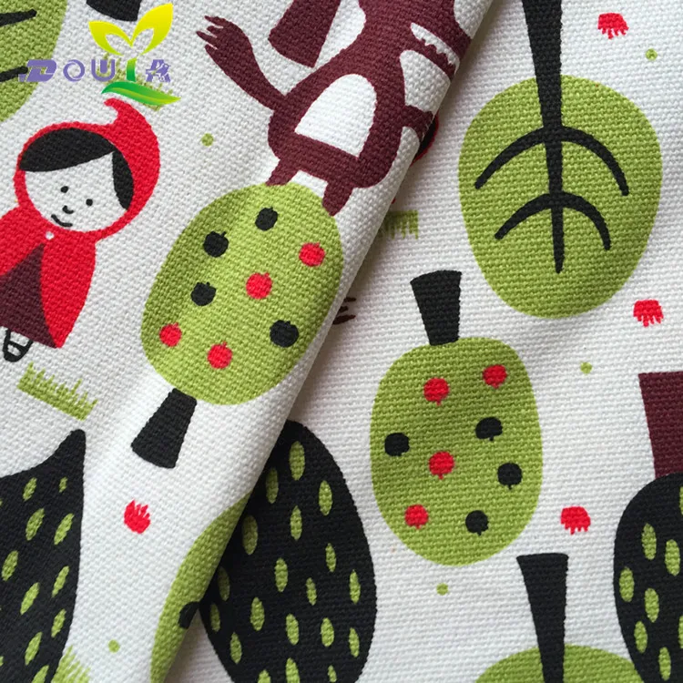1 yards / cartoon trees lacoste printed canvas DIY handmade fabric canvas bag cloth curtain cloth sofa pillow