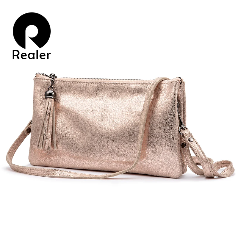 

REALER crossbody bags for women genuine leather shoulder bag female messenger bags ladies purses and handbags brand fashion 2019