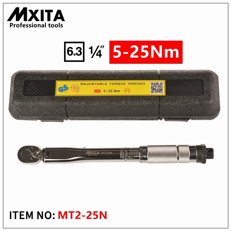 MXITA 1/4 ''крутящий момент ключ, дюймовый стандарт Capri Tools W/чехол для ног фунт 5-25NM диск нажмите Регулируемый рычаг ручной гаечный ключ с храповым механизмом инструмент