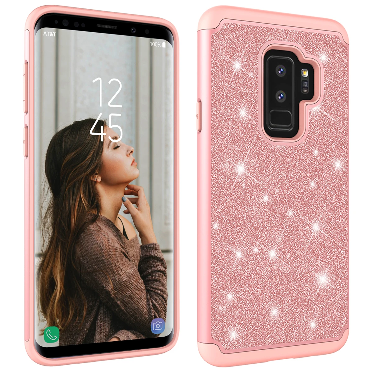 

Luxury Case For Samsung Galaxy S8 S9 plus Cover 2 in 1 Glitter Bling Shockproof PC Silicone Hard Cover For Samsung J3 J7 Note 9