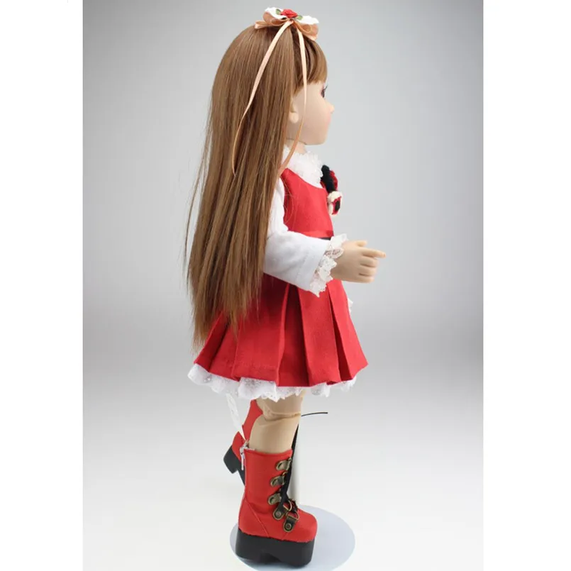 Ручной работы 18 дюймов девушка кукла Пластик игрушка Куклы для Обувь для девочек игрушки подарки, 45 см принцессы Куклы BJD куклы с красное платье и Обувь
