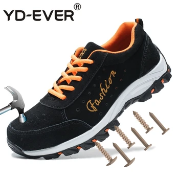 

YD-EVER Men Ultralight Work Safety Shoes Steel Toe Ankle Boots Size Outdoor Breathable Sneakers Puncture-proof Footwe
