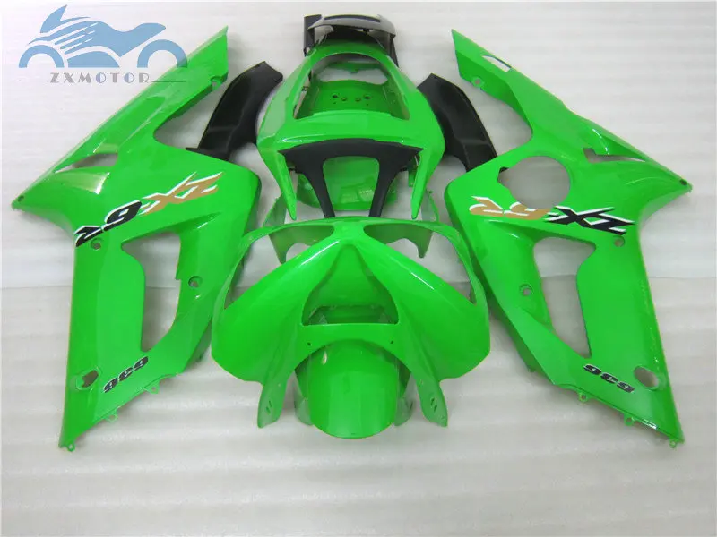 Набор обтекателей для мотоцикла для KAWASAKI Ninja 2003 2004 ZX6R ABS пластиковые комплекты обтекателей ZX 6R 636 03 04 зеленые части тела