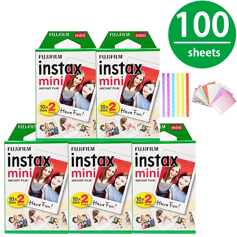 10-100 листов Fujifilm Instax Mini White Edge пленка мгновенная фотобумага для Instax Mini 8 9 7s 9 70 25 50s 90 SP-1 2 камеры подарки - Цвет: 100 SHEETS